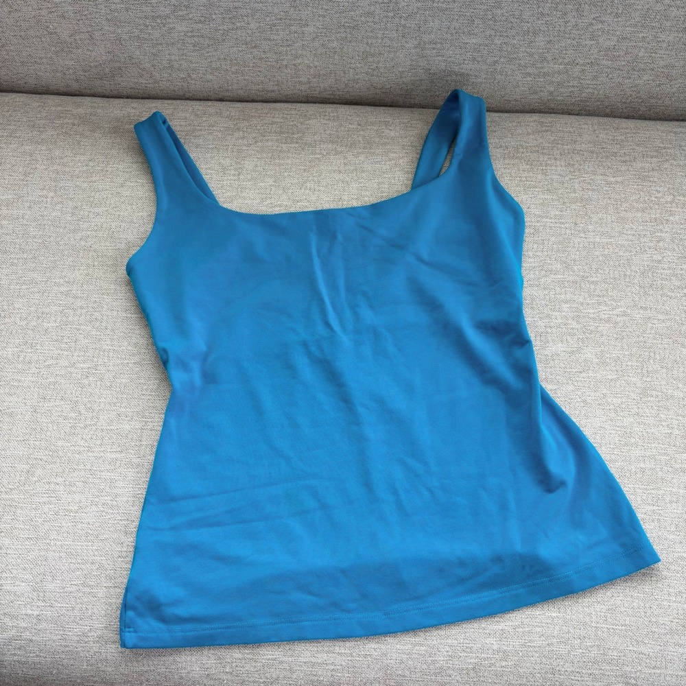 Susana Monaco Blue Essential Everyday Tank Top Square Neck Summer Top Size Large